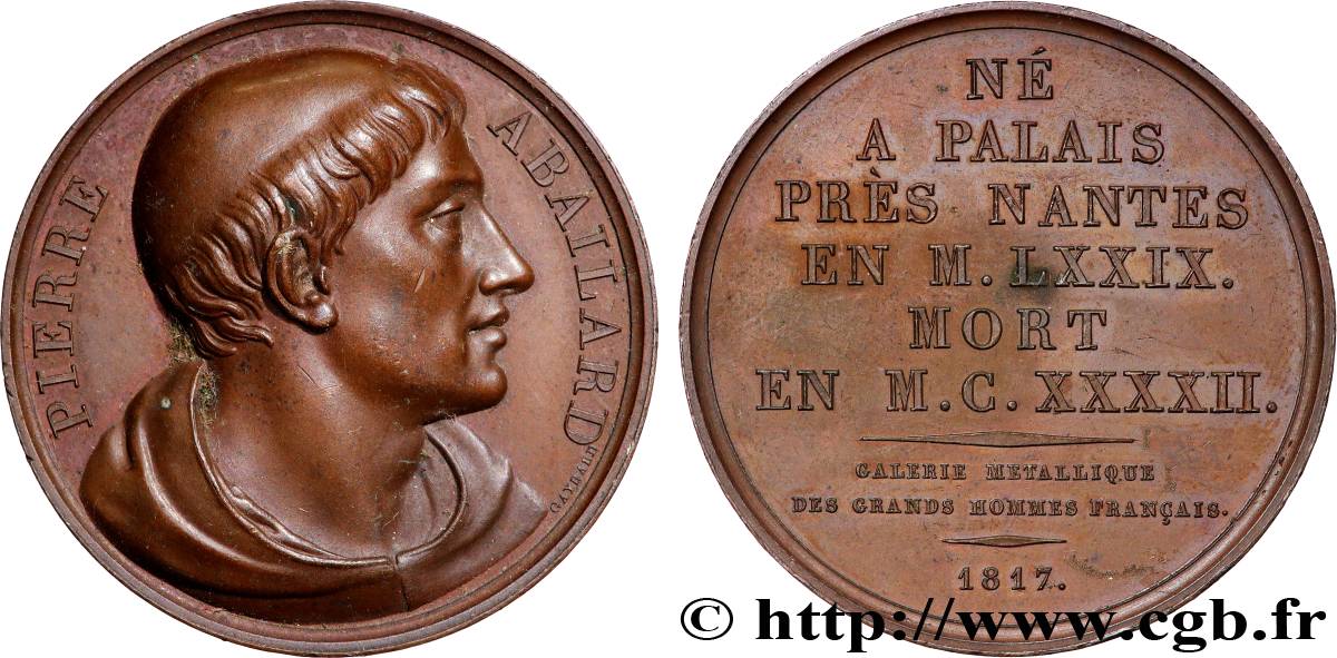 GALERIE MÉTALLIQUE DES GRANDS HOMMES FRANÇAIS Médaille, Pierre Abailard TTB+