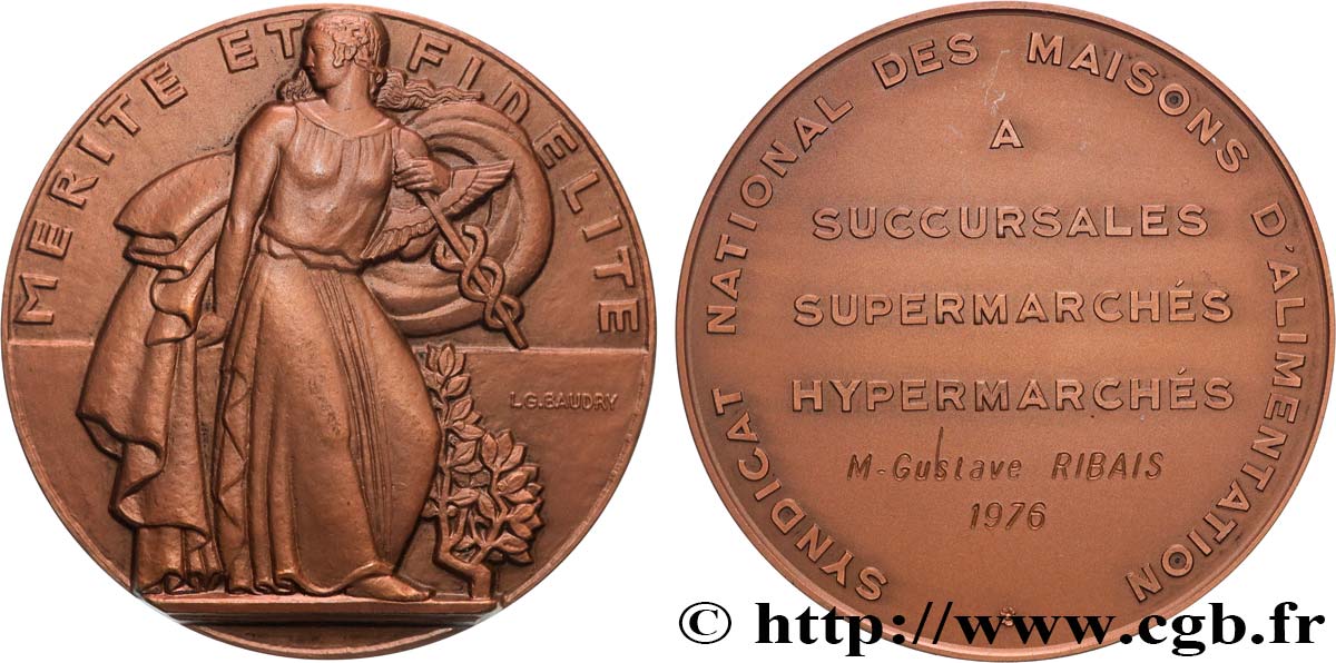 QUINTA REPUBBLICA FRANCESE Médaille, Syndicat national des maisons d’alimentation SPL