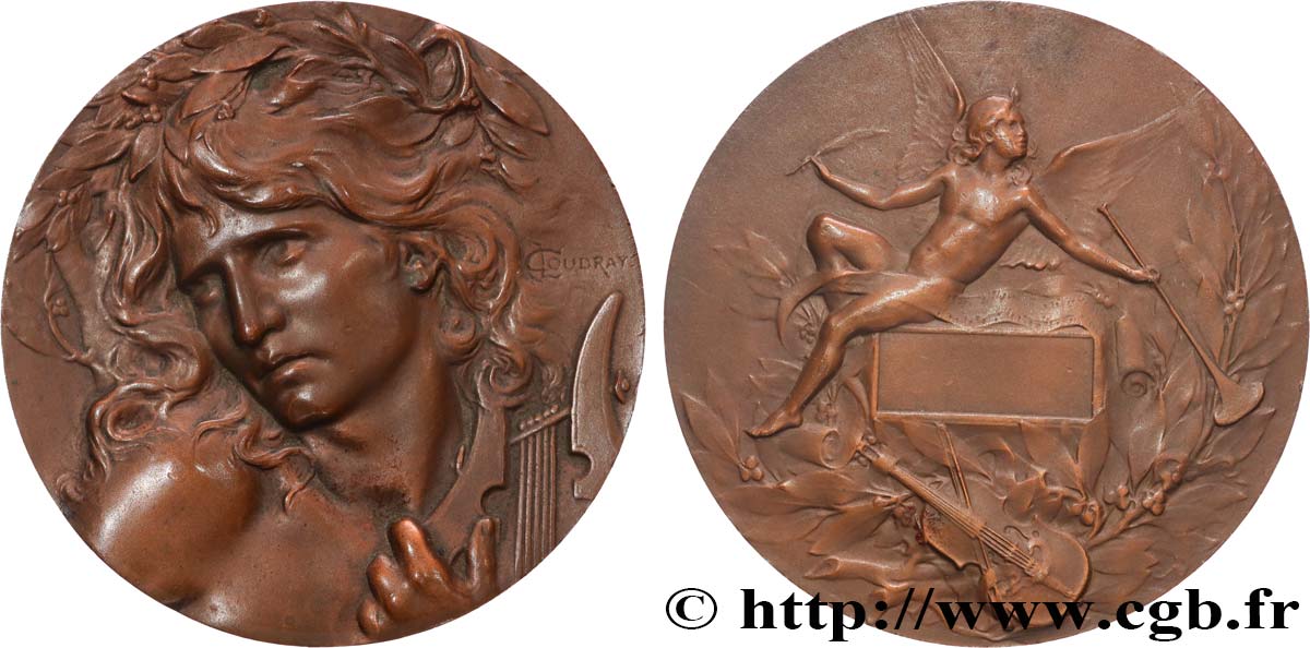 TERZA REPUBBLICA FRANCESE Médaille Orphée - Joueur de lyre q.SPL