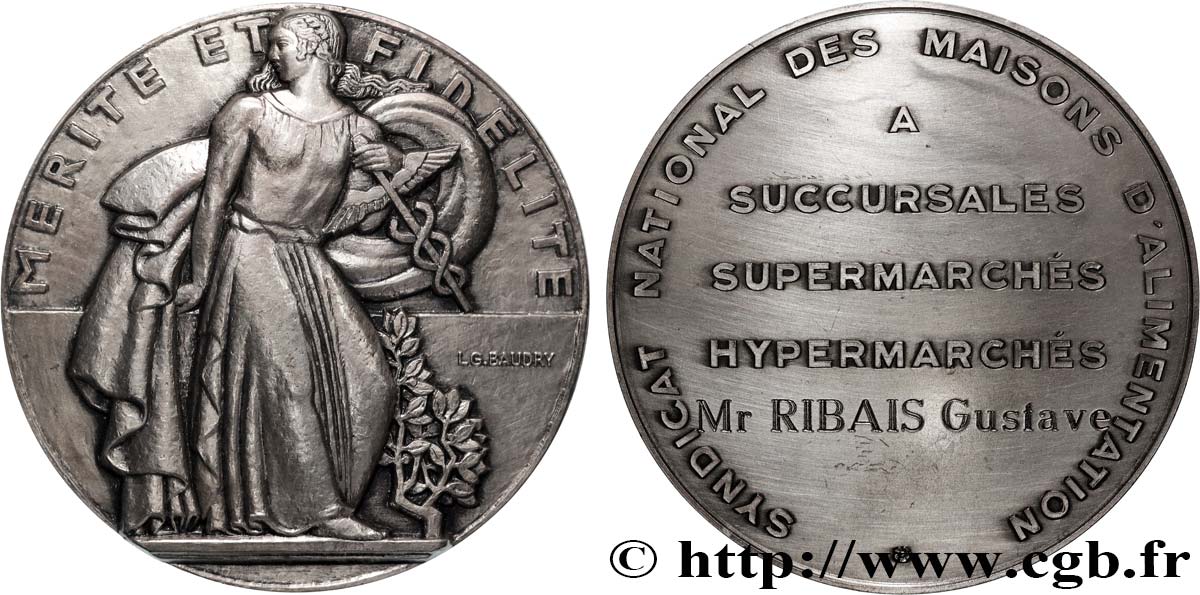 QUINTA REPUBBLICA FRANCESE Médaille, Syndicat national des maisons d’alimentation q.SPL