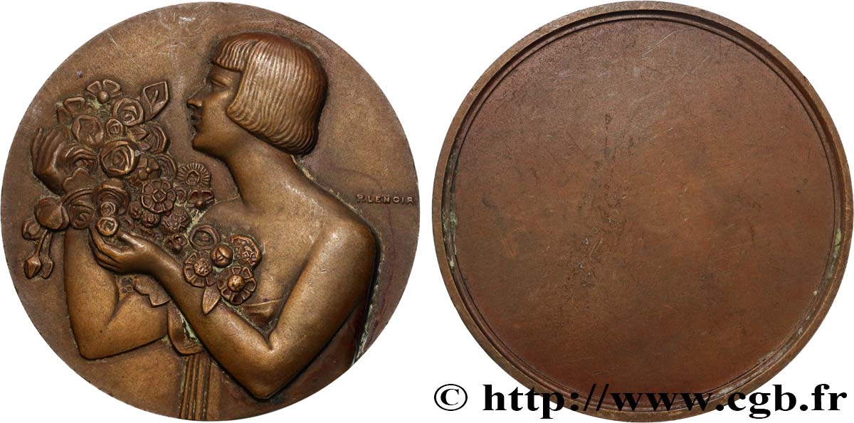 TROISIÈME RÉPUBLIQUE Médaille, Femme aux fleurs TTB