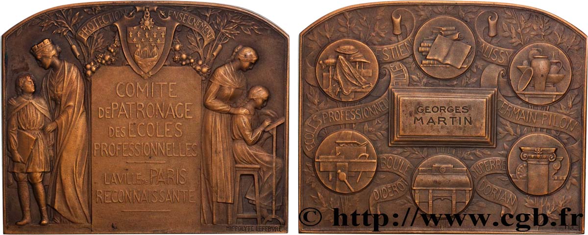 TERZA REPUBBLICA FRANCESE Plaquette, Comité de patronage des écoles professionnelles q.SPL