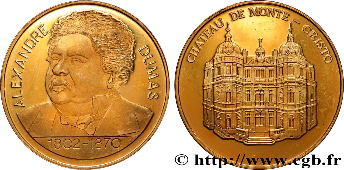 LITERATURE : WRITERS - POETS Médaille, Alexandre Dumas, château de Monte-Cristo VZ