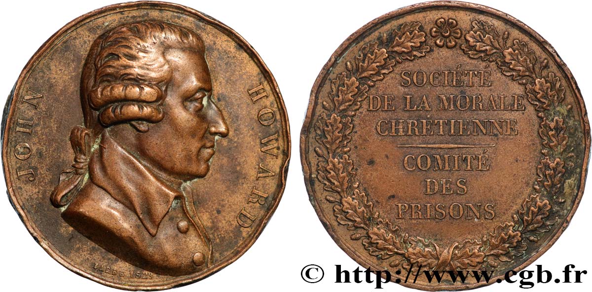 CHARLES X Médaille, John Howard, Comité des prisons TB+