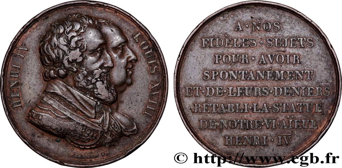 LUDWIG XVIII Médaille, Rétablissement de la statue de Henri IV le 28 octobre 1817 fSS