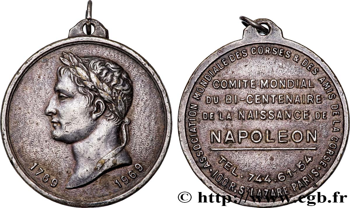 FUNFTE FRANZOSISCHE REPUBLIK Médaille, Comité mondial du Bicentenaire de la naissance de Bonaparte SS