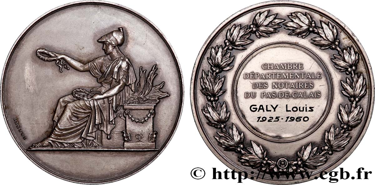 QUINTA REPUBBLICA FRANCESE Médaille, Chambre des notaires du Pas-de-Calais q.SPL