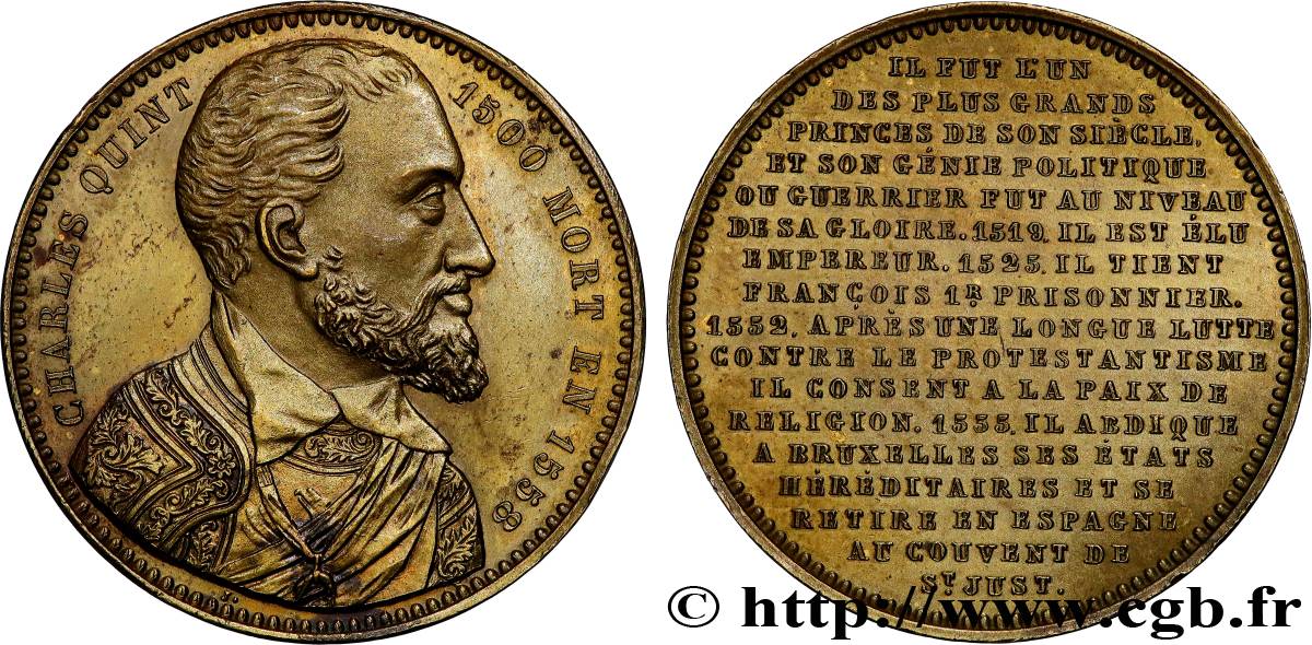 CHARLES QUINT - EMPEREUR DU SAINT-EMPIRE Médaille, Charles Quint TTB+