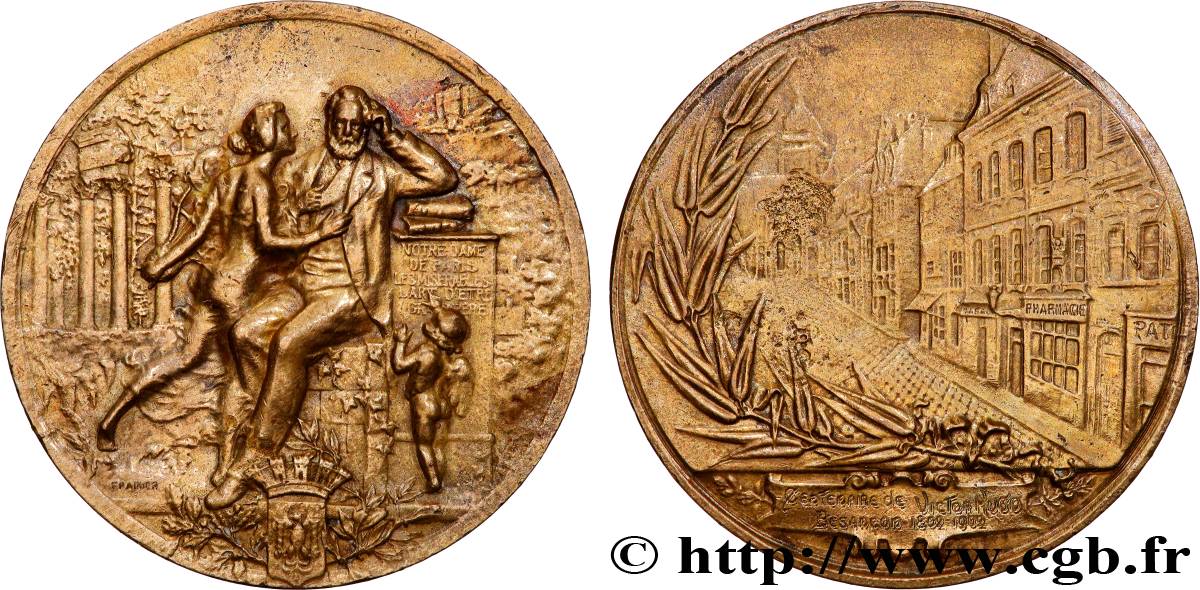 LITERATURE : WRITERS - POETS Médaille, Centenaire de la naissance de Victor Hugo MBC