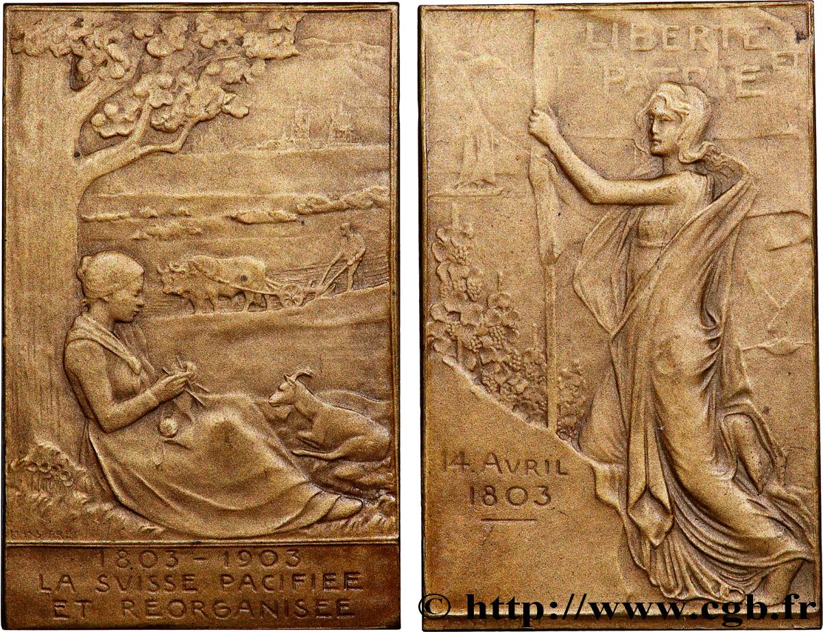 SWITZERLAND - HELVETIC CONFEDERATION Plaquette, La Suisse pacifiée et réorganisée VZ