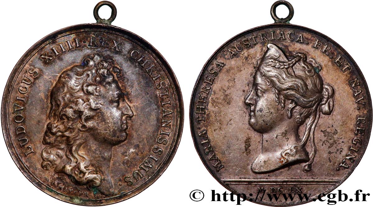 LOUIS XIV  THE SUN KING  Médaille, Mariage du roi, refrappe XF