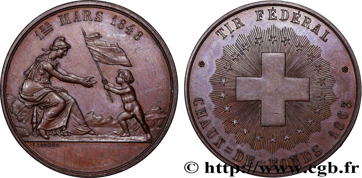 SWITZERLAND Médaille, Tir fédéral de Chaux-de-fonds AU