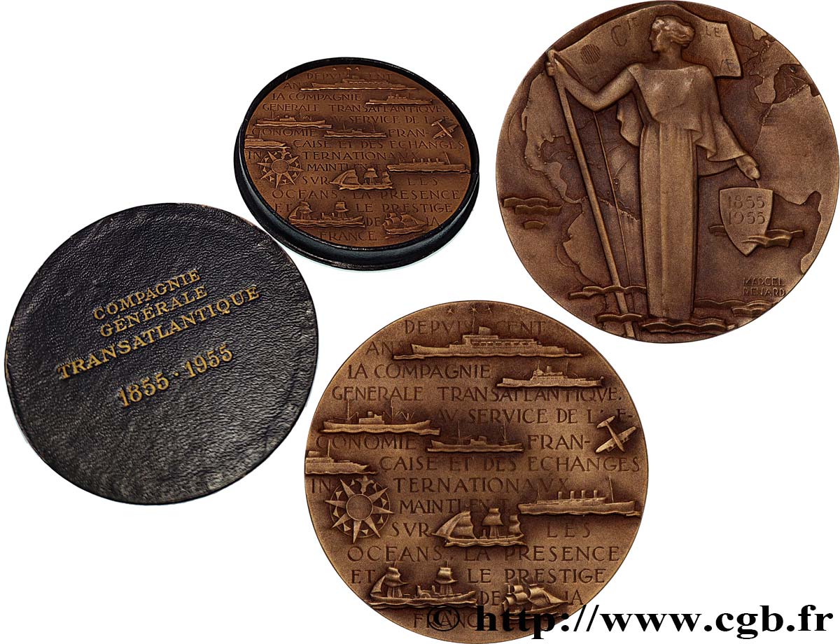 QUARTA REPUBBLICA FRANCESE Médaille, Centenaire de la Compagnie Transatlantique SPL