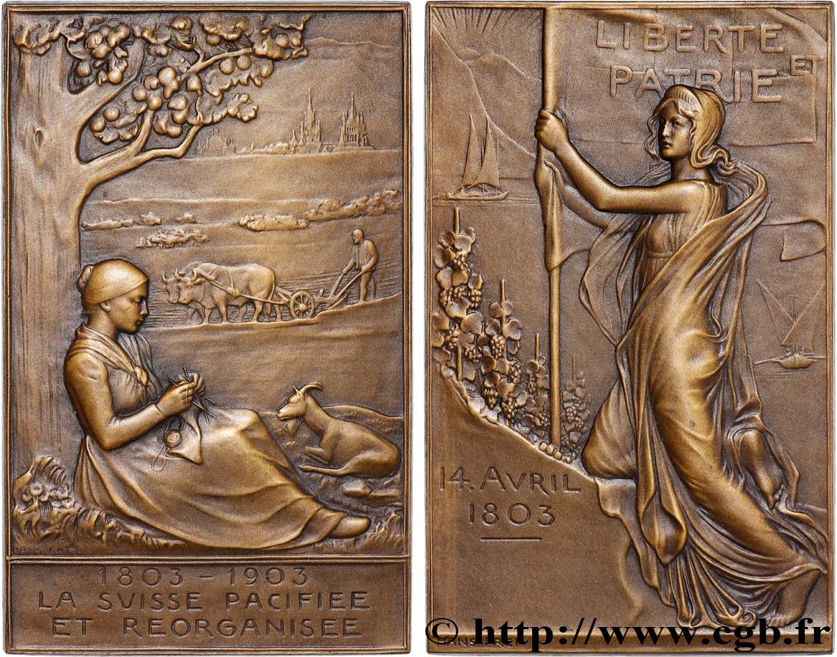 SWITZERLAND - HELVETIC CONFEDERATION Plaquette, La Suisse pacifiée et réorganisée VZ