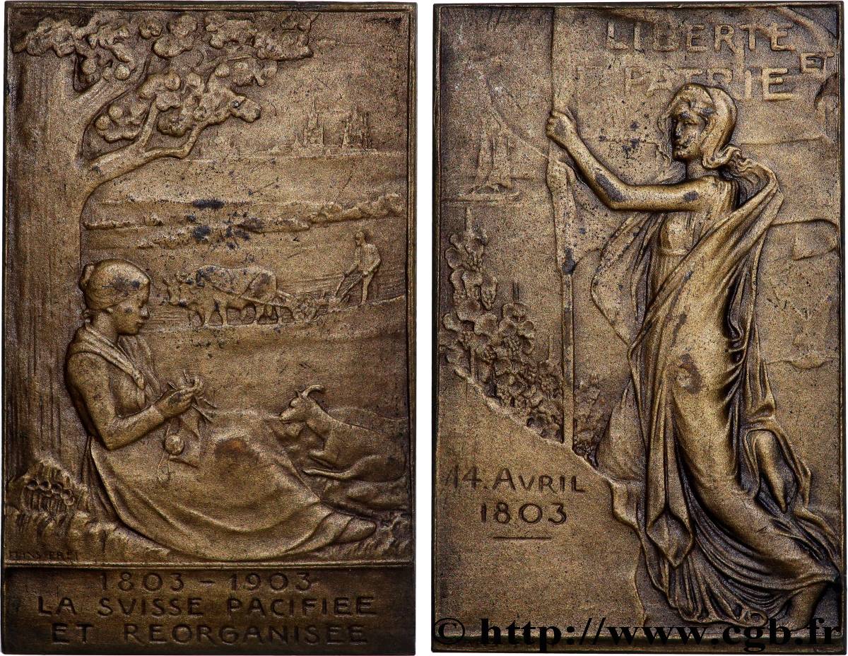 SWITZERLAND - HELVETIC CONFEDERATION Plaquette, La Suisse pacifiée et réorganisée q.SPL