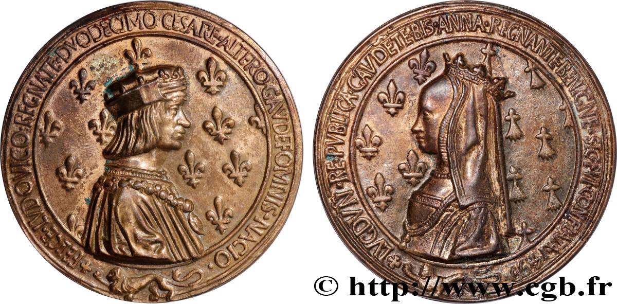 LOUIS XII  Médaille, Mariage de Louis XII et Anne de Bretagne, refrappe moderne AU