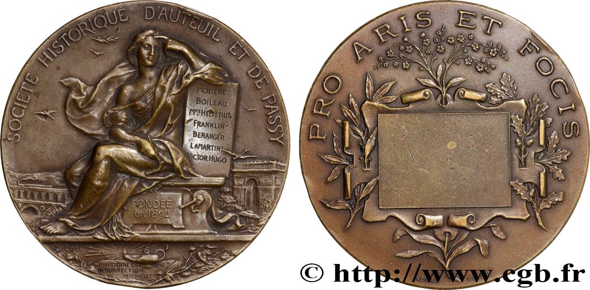 DRITTE FRANZOSISCHE REPUBLIK Médaille, Société historique d’Auteuil et de Paris SS