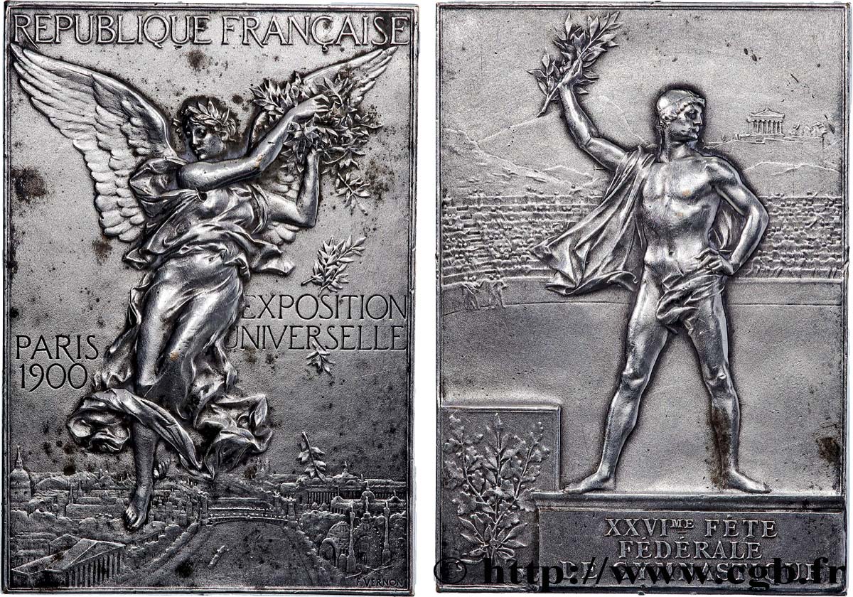 III REPUBLIC Plaquette, Jeux Olympiques, XXVIe fête fédérale de gymnastique XF