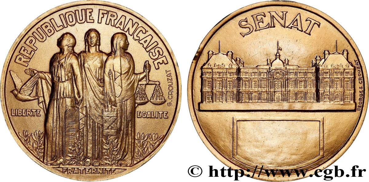 QUINTA REPUBLICA FRANCESA Médaille, Sénat EBC/MBC+