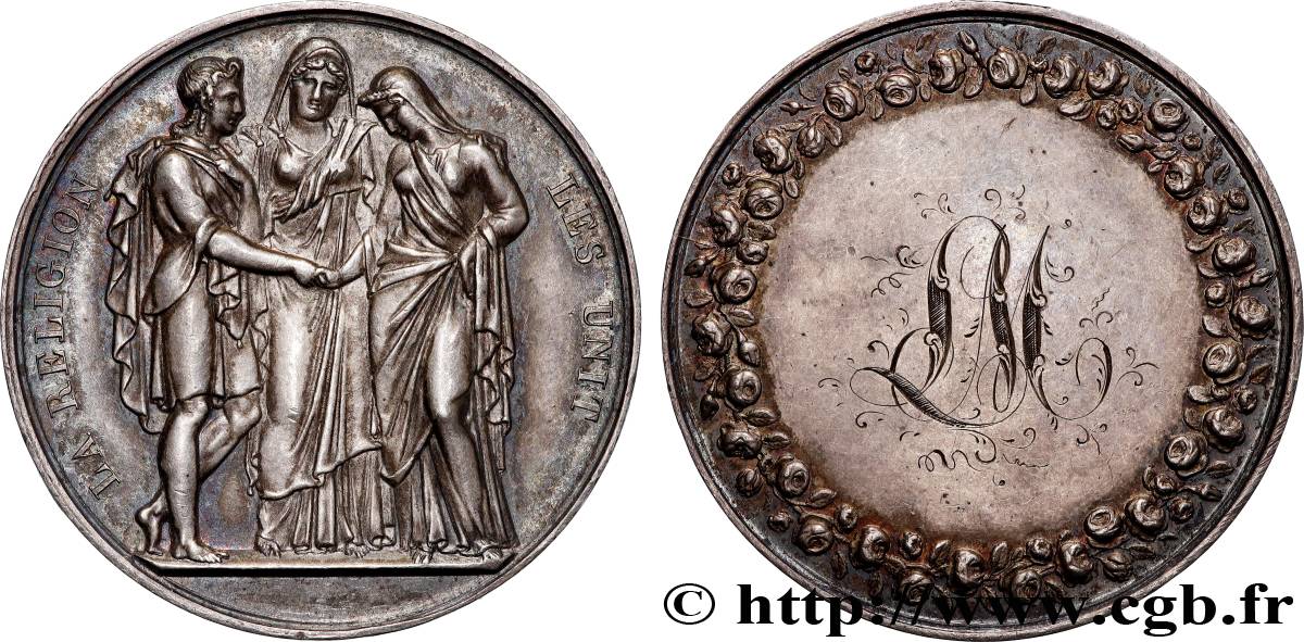 AMOUR ET MARIAGE Médaille de mariage, La Religion les unit TTB+
