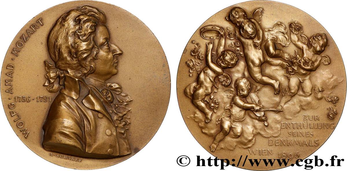 ARTISTES : MUSICIENS, PEINTRES, SCULPTEURS Médaille, Wolfgang Amadeus Mozart AU