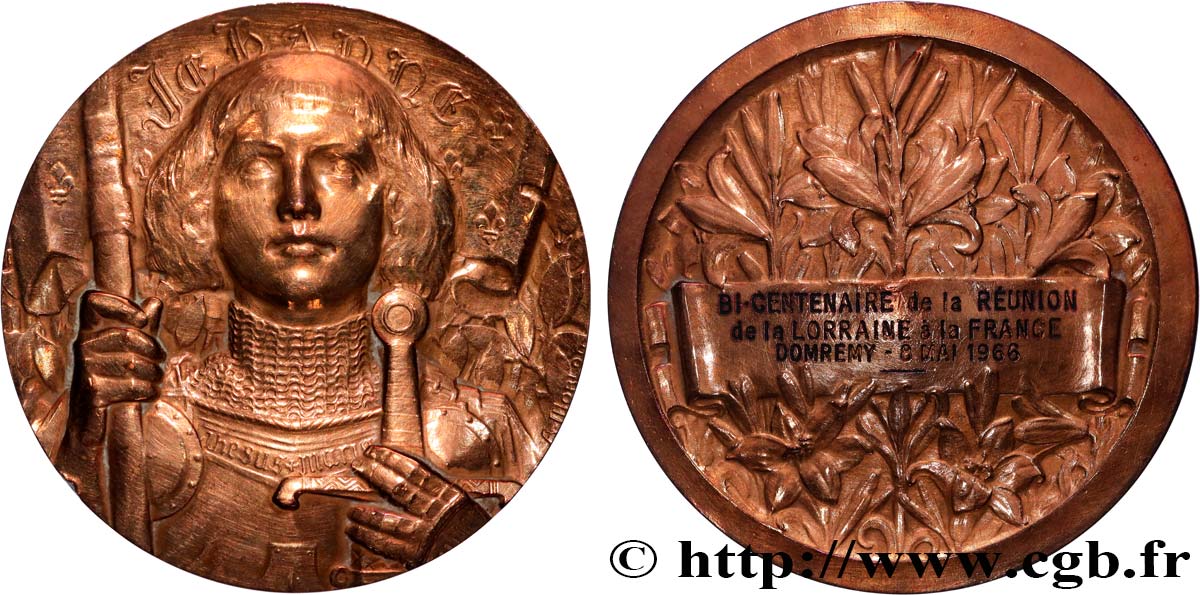 QUINTA REPUBLICA FRANCESA Médaille, Jeanne d’Arc, Bicentenaire du rattachement de la Lorraine à la France MBC