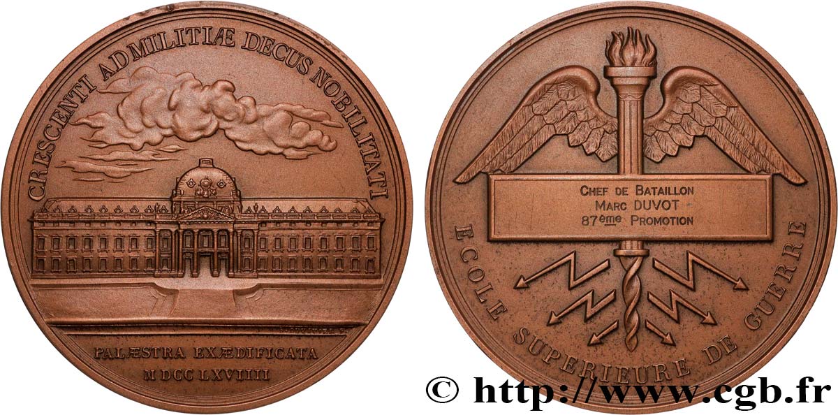 QUINTA REPUBLICA FRANCESA Médaille, École supérieure de Guerre EBC