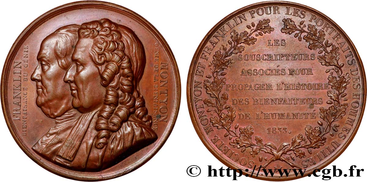 LOUIS-PHILIPPE I Médaille, Société Montyon et Franklin pour les portraits des hommes utiles AU