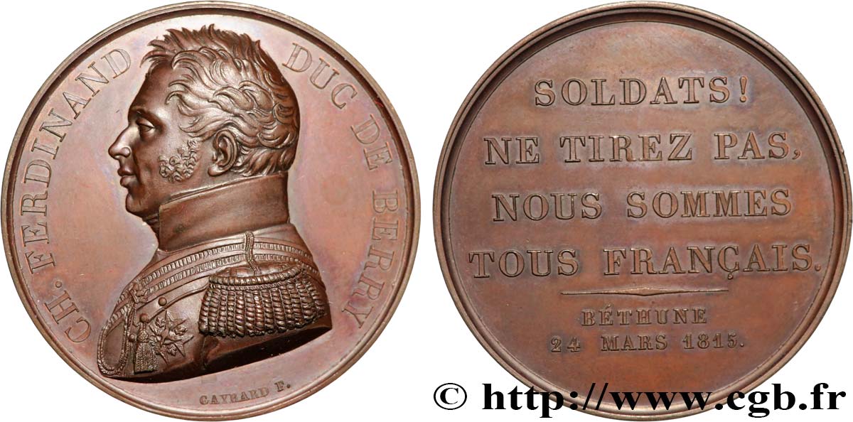 LOUIS XVIII Médaille, Paroles du duc de Berry AU