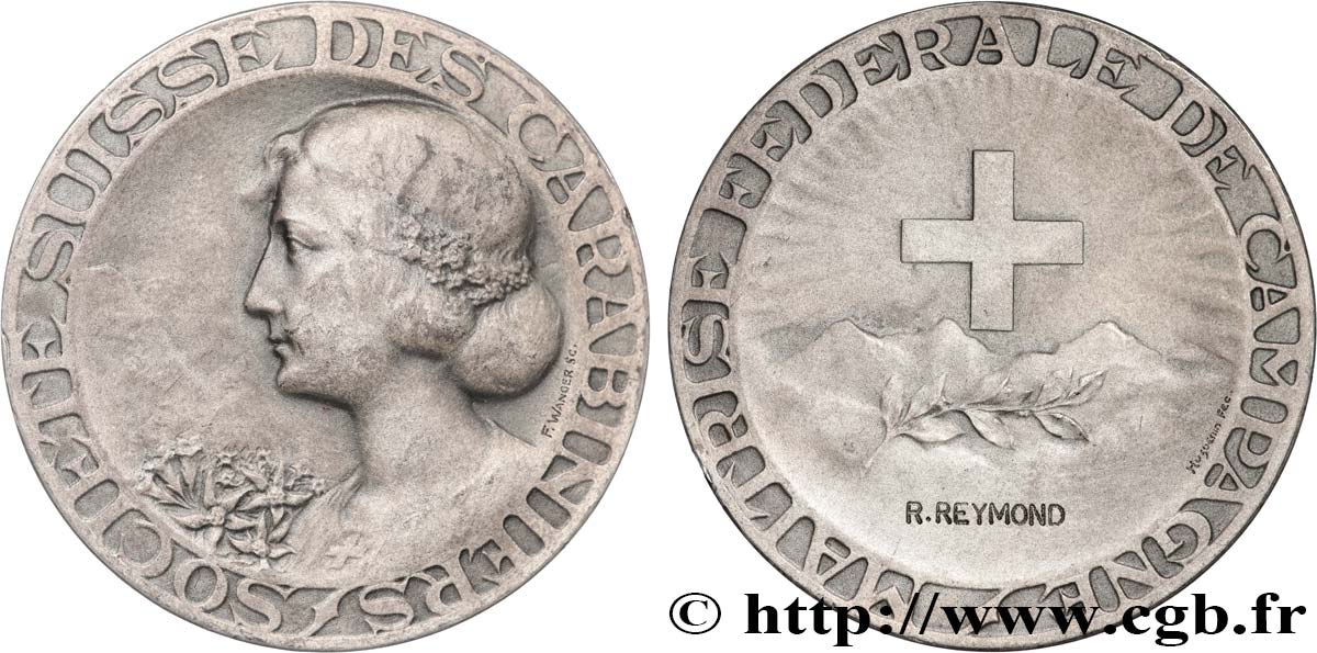 SWITZERLAND Médaille, Société suisse des carabiniers, Maîtrise fédéral de campagne AU/AU