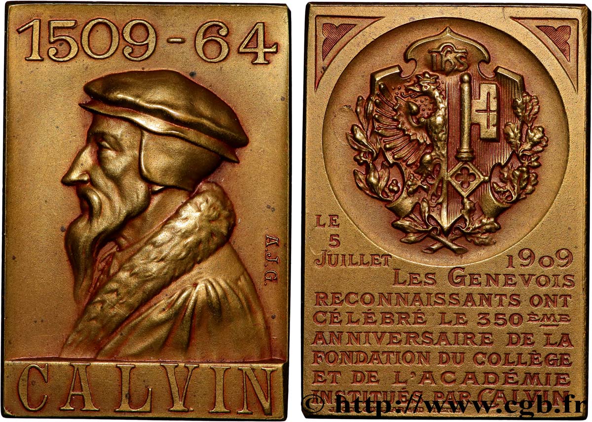 SUISSE Plaquette, 350e anniversaire du Collège et de l’Académie Calvin MBC+