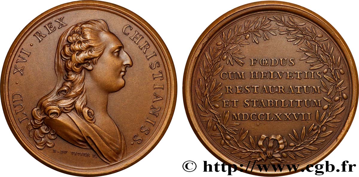 LOUIS XVI Médaille, Renouvellement de l’alliance avec les Suisses, refrappe SUP