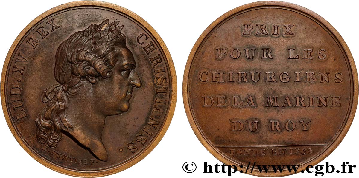 LOUIS XV THE BELOVED Médaille, Prix pour les chirurgiens de la Marine AU