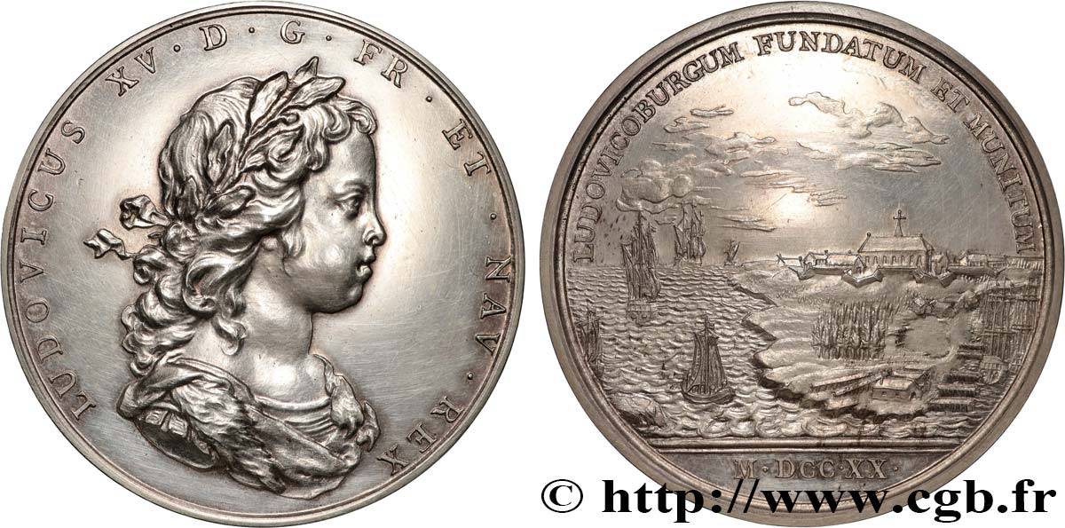 LOUIS XV DIT LE BIEN AIMÉ Médaille, Louisbourg, bâtie et fortifiée, refrappe AU