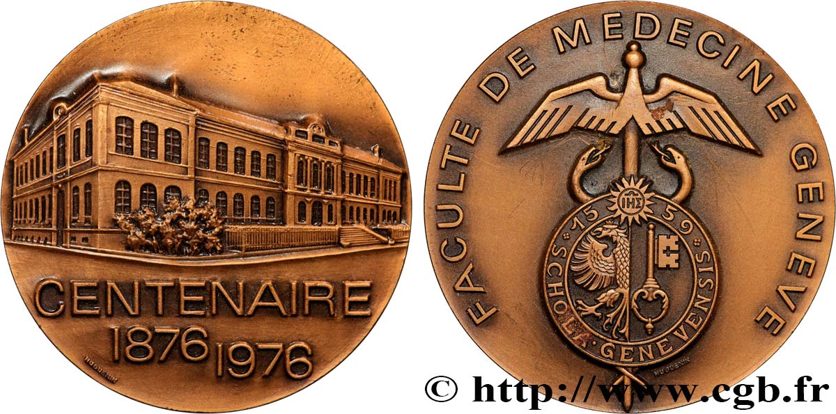 SWITZERLAND - HELVETIC CONFEDERATION Médaille, Centenaire de la Faculté de médecine de Genève AU