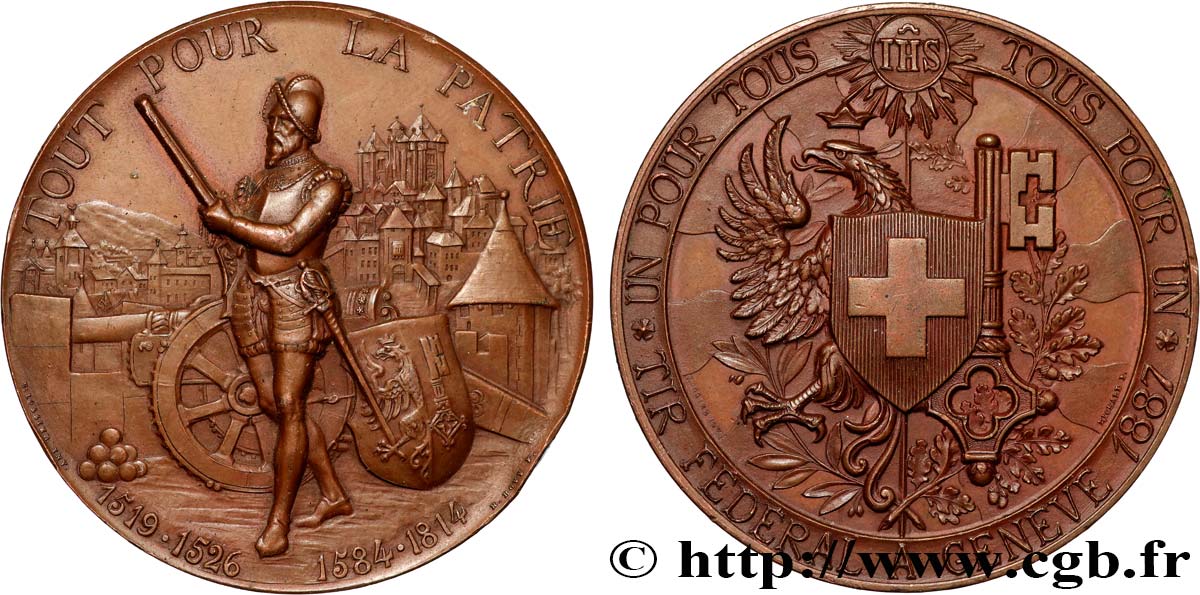 SUISSE Médaille, Tir Fédéral de Genève TTB+