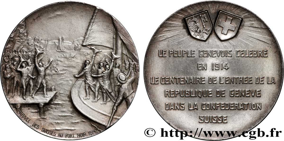 SWITZERLAND - HELVETIC CONFEDERATION Médaille, Centenaire de l’entrée de la République de Genève SS