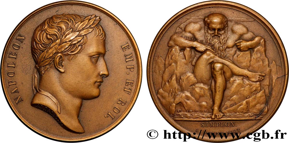 PREMIER EMPIRE / FIRST FRENCH EMPIRE Médaille, Annexion du Simplon, refrappe AU