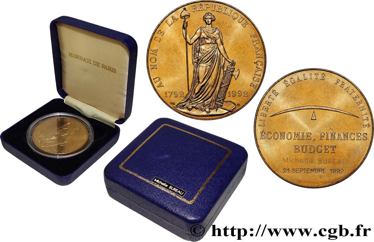 CINQUIÈME RÉPUBLIQUE Médaille, Économie, finance et budget, Au nom de la République Française SUP