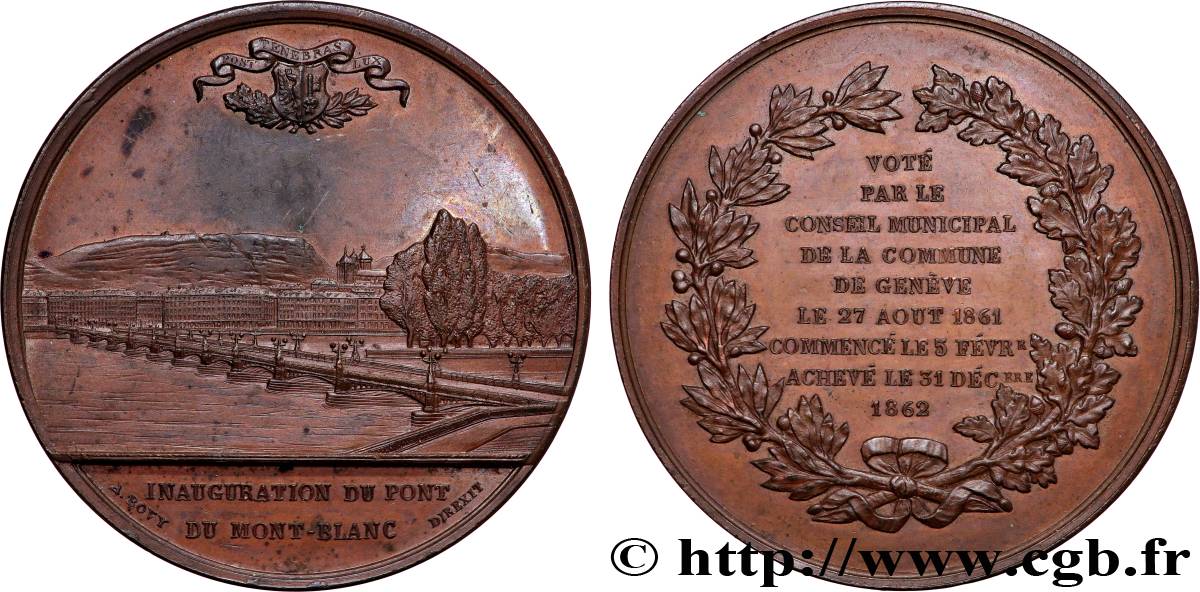 SWITZERLAND Médaille, Inauguration du pont du Mont-Blanc - Genève AU