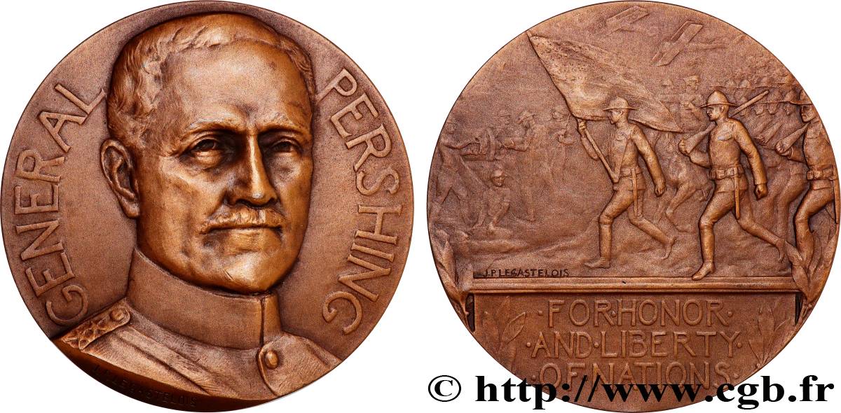 III REPUBLIC Médaille, Général John Pershing AU