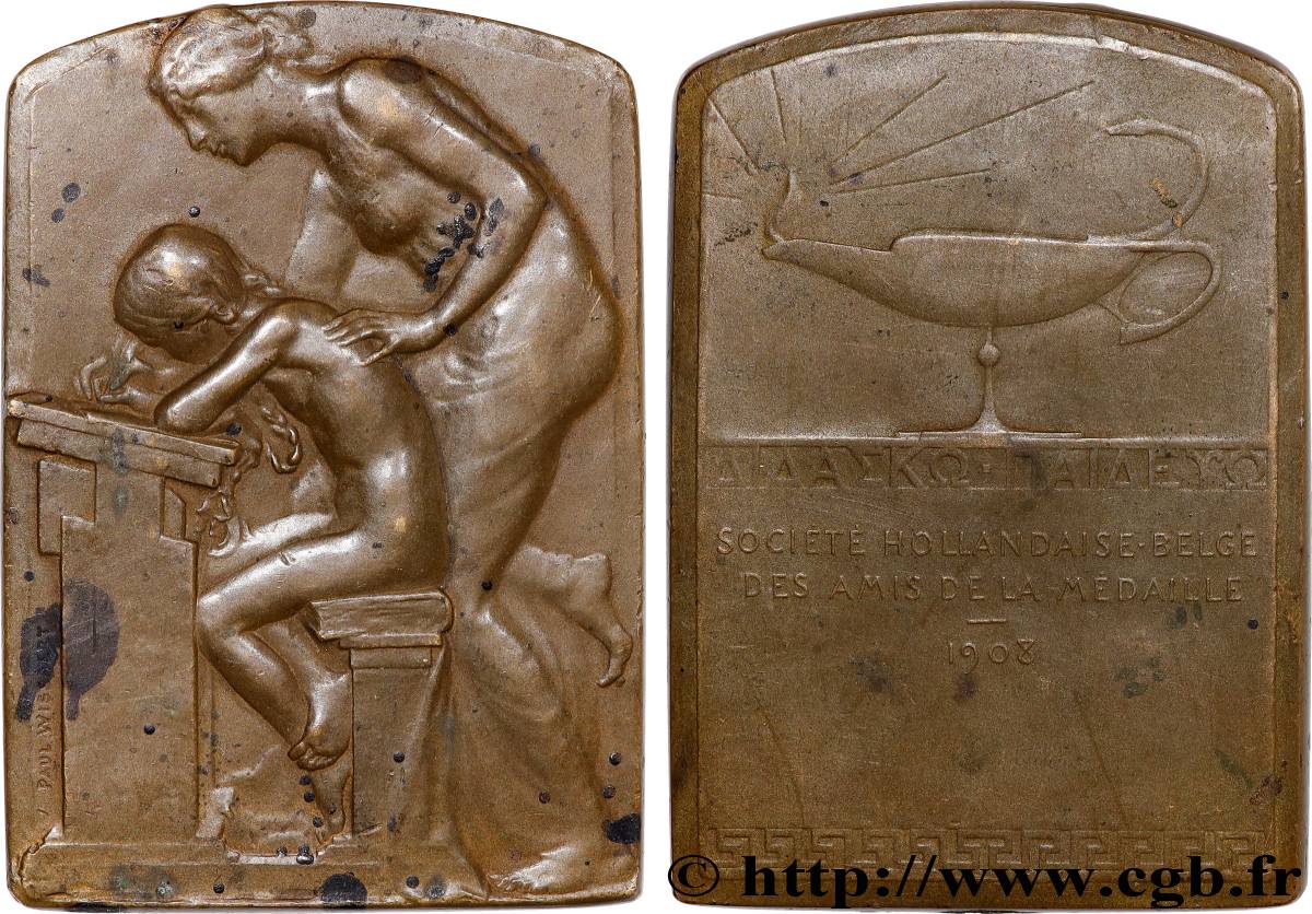 BELGIQUE - ROYAUME DE BELGIQUE - LÉOPOLD II Plaquette, Société hollandaise-belge des amis de la médaille XF