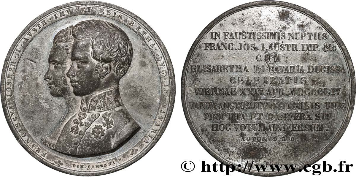 AUSTRIA - FRANZ-JOSEPH I Médaille, Mariage de François-Joseph Ier et Élisabeth de Bavière VF