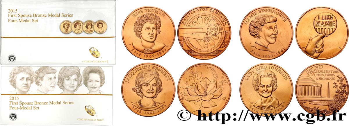 ÉTATS-UNIS D AMÉRIQUE Série de 4 médailles, First Spouse FDC