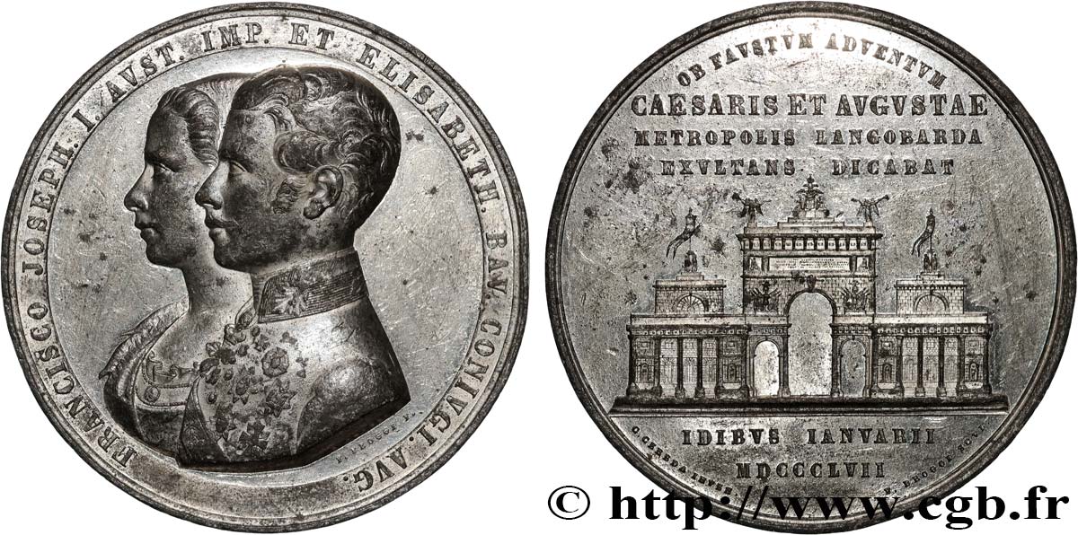 AUTRICHE - FRANÇOIS-JOSEPH Ier Médaille, Visite à Milan, Porta Venezia TTB