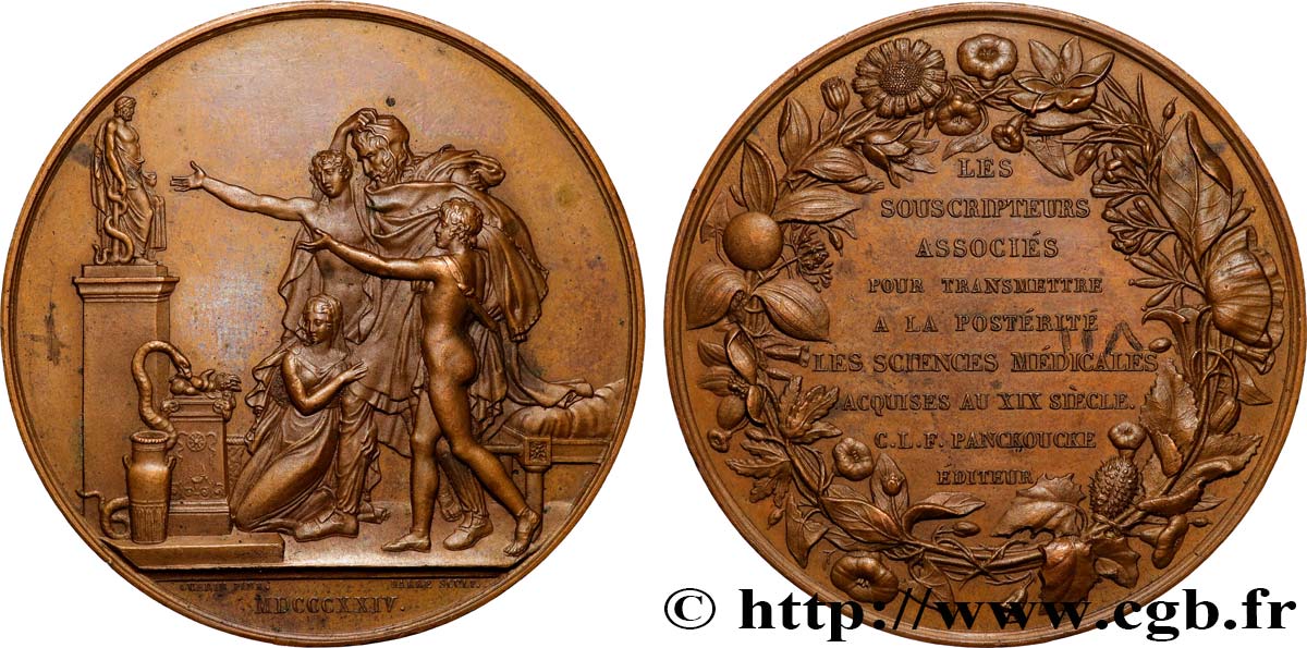 LUDWIG XVIII Médaille, Souscription à la postérité des Sciences médicales acquises au XIXe siècle fVZ/VZ