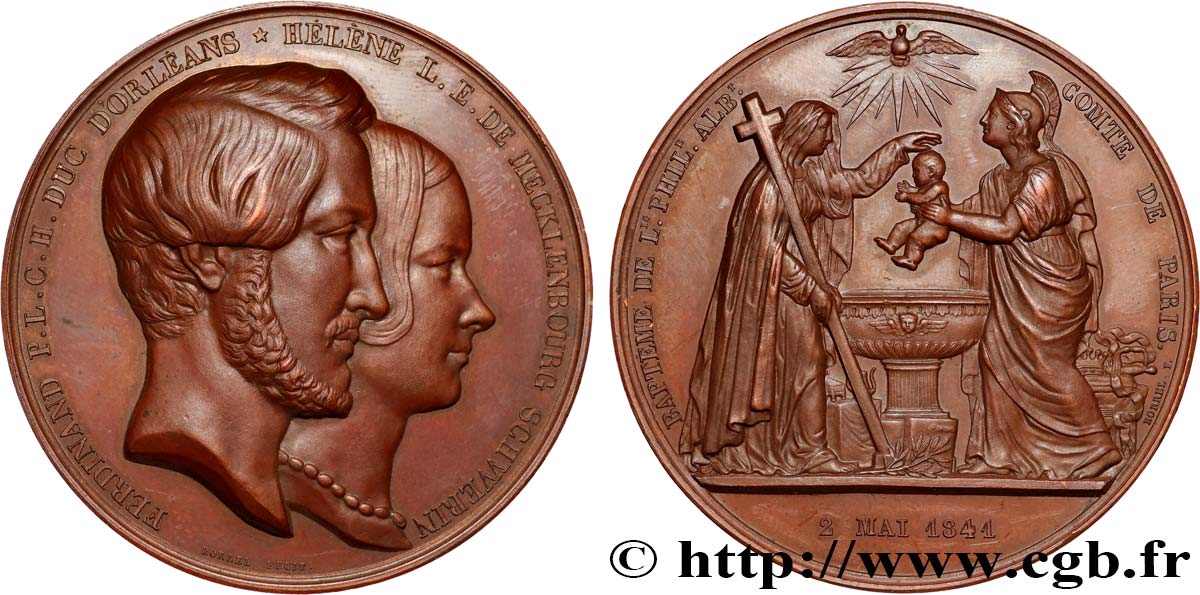 LOUIS-PHILIPPE I Médaille, Baptême de Louis Philippe d’Orléans AU