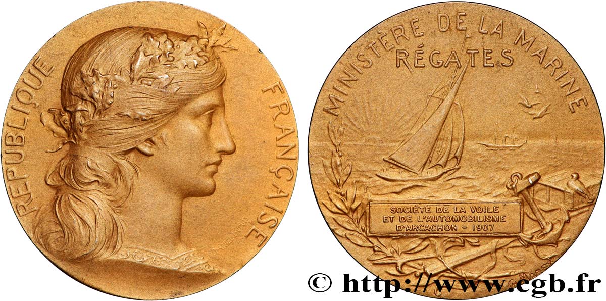 III REPUBLIC Médaille, Régates AU