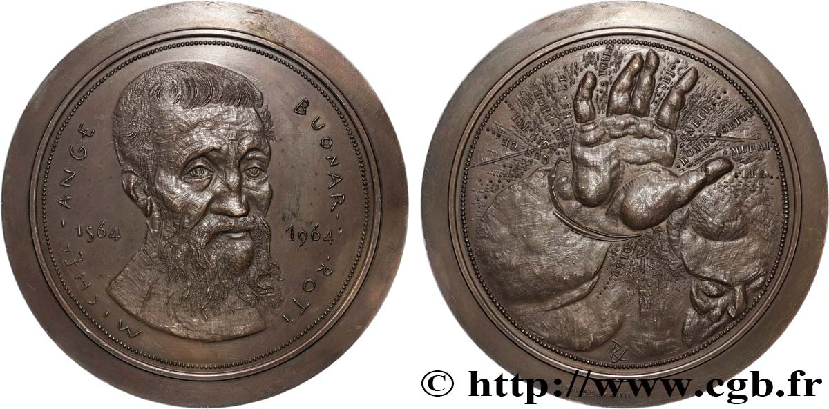 ARTISTES : MUSICIENS, PEINTRES, SCULPTEURS Médaille, Michel-Ange Buonarroti, Exemplaire Éditeur TTB+