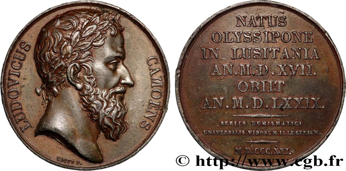 SÉRIE NUMISMATIQUE DES HOMMES ILLUSTRES Médaille, Luís Vaz de Camões, dit « le Camoëns » SS